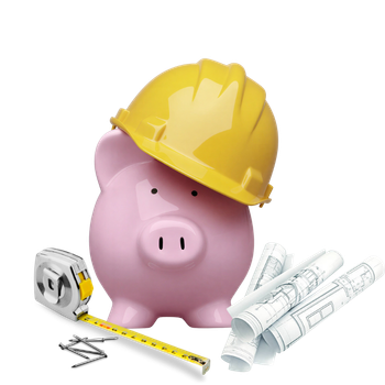 A pink piggy bank wearing a chef's hat and holding a wooden spoon.