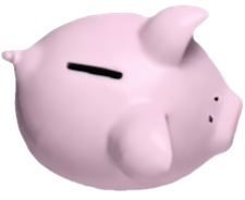 An aerial view of a pink piggy. Its slot is centered prominently, suggesting themes of small business finance and funding.