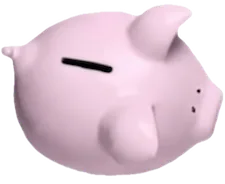An aerial view of a pink piggy. Its slot is centered prominently, suggesting themes of small business finance and funding.